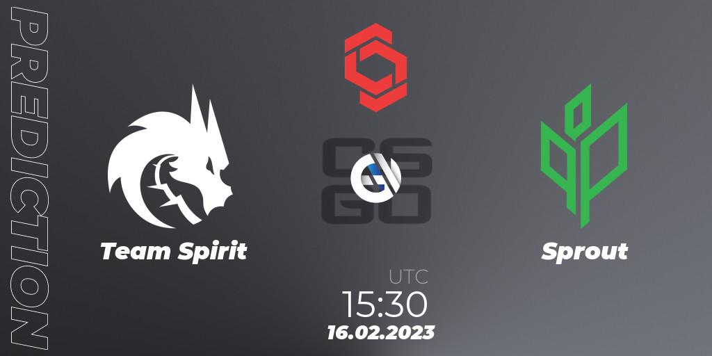 Team Spirit contre Sprout : prédiction de match. 16.02.23. CS2 (CS:GO), CCT Central Europe Series Finals #1