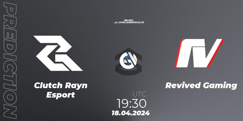 Clutch Rayn Esport contre Revived Gaming : prédiction de match. 18.04.2024 at 19:30. Call of Duty, Call of Duty Challengers 2024 - Elite 2: EU