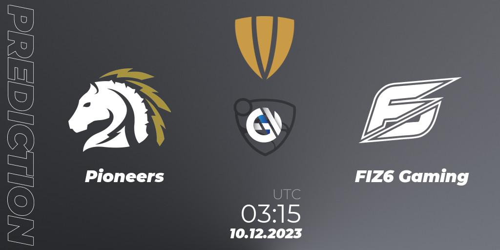 Pioneers contre FIZ6 Gaming : prédiction de match. 10.12.2023 at 02:00. Rocket League, The Gauntlet Season 5 - Final