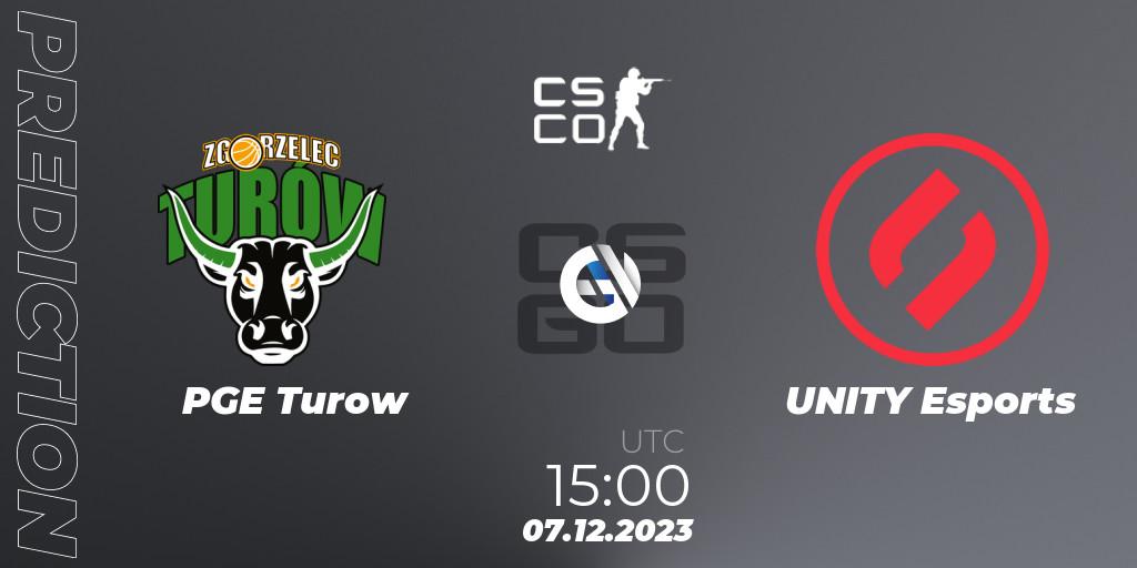 PGE Turow contre UNITY Esports : prédiction de match. 07.12.2023 at 15:00. Counter-Strike (CS2), European Pro League Season 13: Division 2