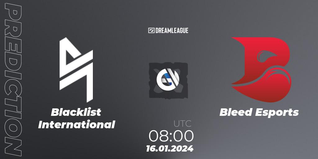 Blacklist International contre Bleed Esports : prédiction de match. 16.01.2024 at 08:00. Dota 2, DreamLeague Season 22: Southeast Asia Closed Qualifier