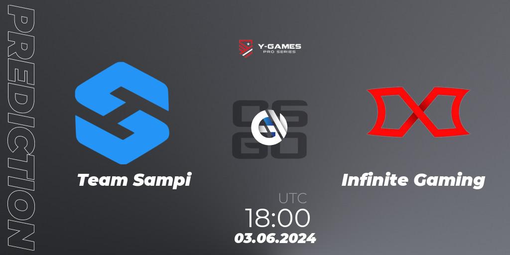 Team Sampi contre Infinite Gaming : prédiction de match. 04.06.2024 at 18:00. Counter-Strike (CS2), Y-Games PRO Series 2024