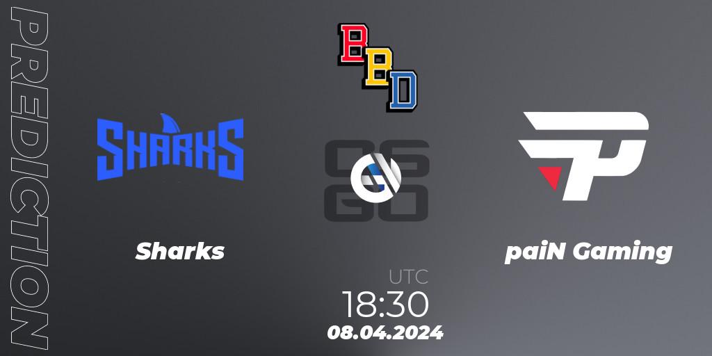 Sharks contre paiN Gaming : prédiction de match. 08.04.24. CS2 (CS:GO), BetBoom Dacha Belgrade 2024: South American Qualifier