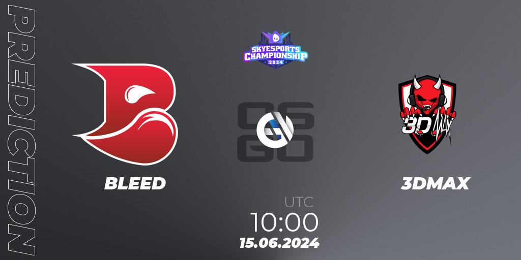 BLEED contre 3DMAX : prédiction de match. 15.06.2024 at 10:00. Counter-Strike (CS2), Skyesports Championship 2024: European Qualifier