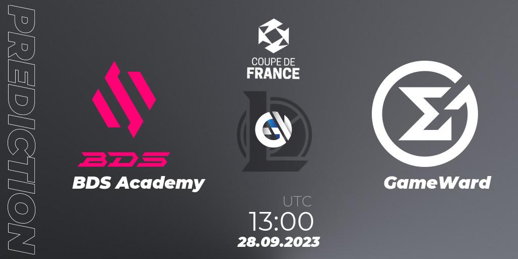BDS Academy contre GameWard : prédiction de match. 28.09.2023 at 13:00. LoL, Coupe de France 2023