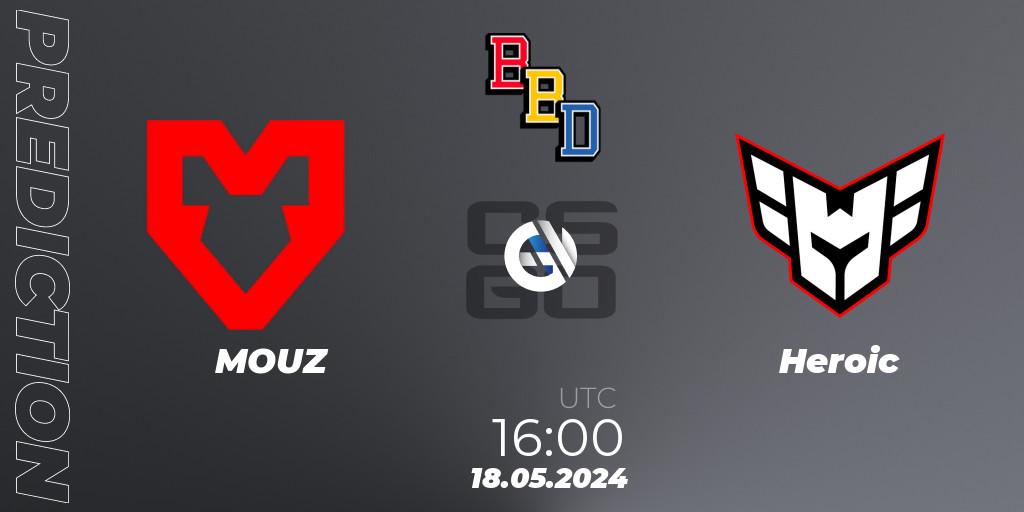MOUZ contre Heroic : prédiction de match. 18.05.2024 at 15:00. Counter-Strike (CS2), BetBoom Dacha Belgrade 2024