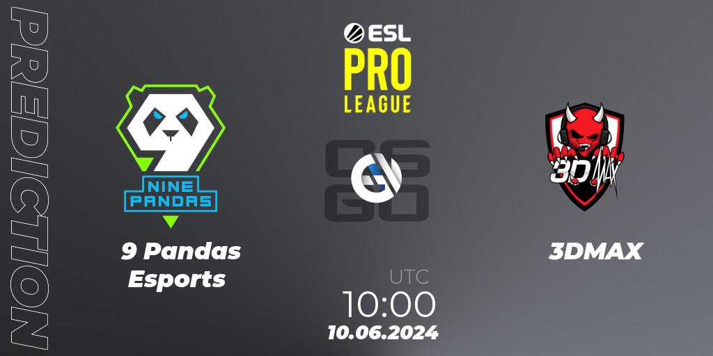 9 Pandas Esports contre 3DMAX : prédiction de match. 10.06.2024 at 10:00. Counter-Strike (CS2), ESL Pro League Season 20: European Conference