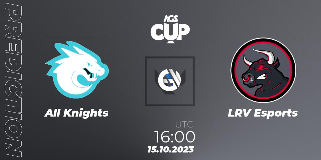 All Knights contre LRV Esports : prédiction de match. 15.10.2023 at 23:00. VALORANT, Argentina Game Show Cup 2023