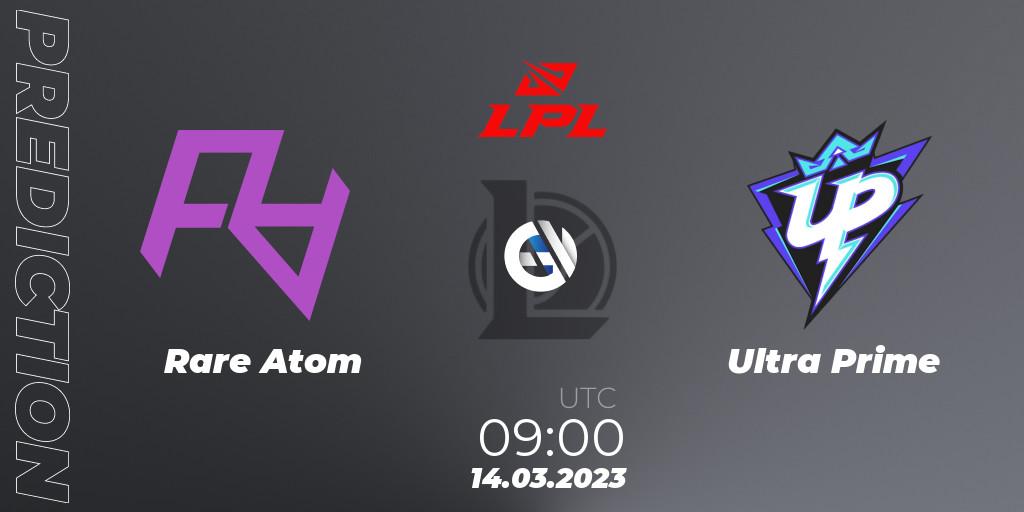 Rare Atom contre Ultra Prime : prédiction de match. 14.03.2023 at 09:00. LoL, LPL Spring 2023 - Group Stage