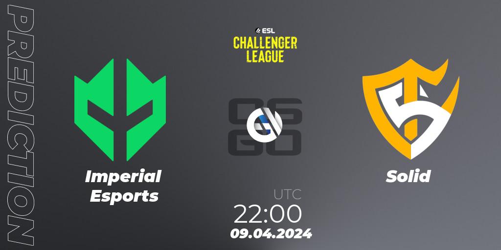 Imperial Esports contre Solid : prédiction de match. 09.04.2024 at 19:00. Counter-Strike (CS2), ESL Challenger League Season 47: South America
