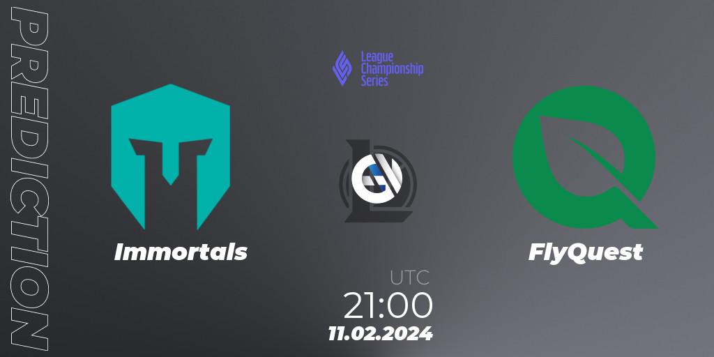 Immortals contre FlyQuest : prédiction de match. 12.02.2024 at 00:00. LoL, LCS Spring 2024 - Group Stage