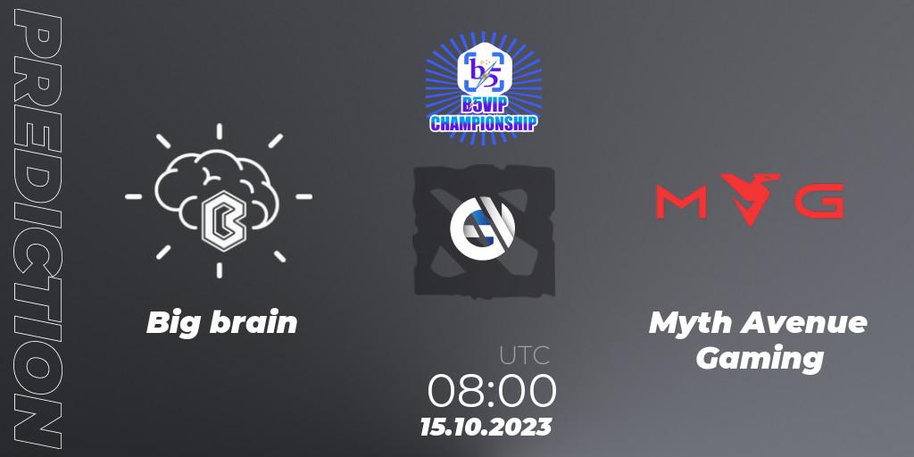 Big brain contre Myth Avenue Gaming : prédiction de match. 15.10.23. Dota 2, B5vip Championship