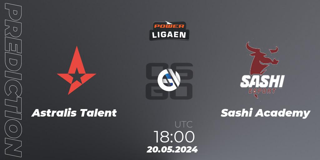 Astralis Talent contre Sashi Academy : prédiction de match. 20.05.2024 at 18:00. Counter-Strike (CS2), Dust2.dk Ligaen Season 26