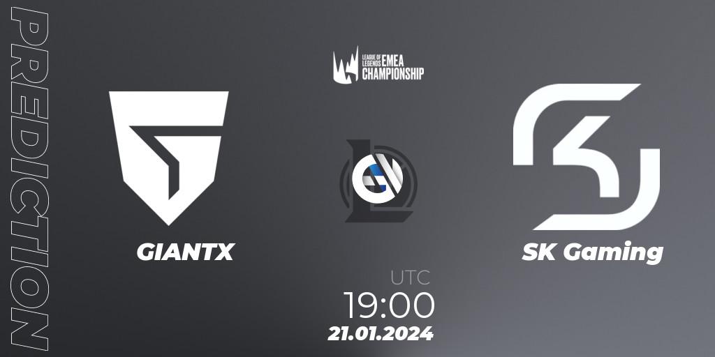 GIANTX contre SK Gaming : prédiction de match. 21.01.2024 at 19:00. LoL, LEC Winter 2024 - Regular Season