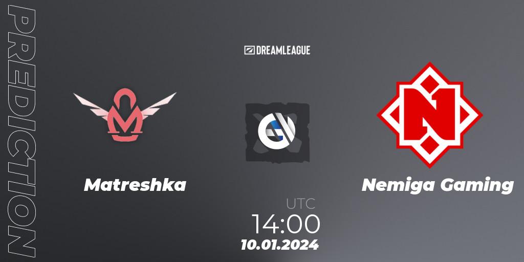 Matreshka contre Nemiga Gaming : prédiction de match. 10.01.24. Dota 2, DreamLeague Season 22: Eastern Europe Open Qualifier #1