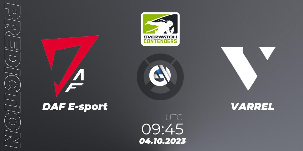 DAF E-sport contre VARREL : prédiction de match. 04.10.2023 at 09:45. Overwatch, Overwatch Contenders 2023 Fall Series: Asia Pacific