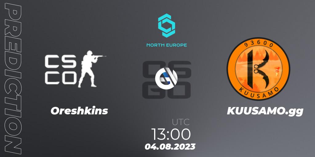 Oreshkins contre KUUSAMO.gg : prédiction de match. 04.08.2023 at 13:00. Counter-Strike (CS2), CCT North Europe Series #7: Open Qualifier