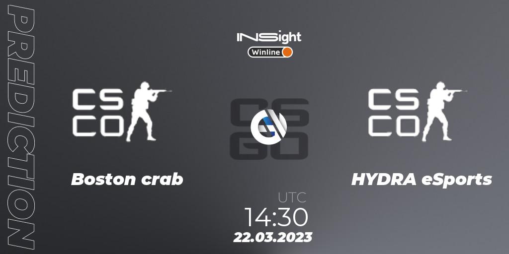 Boston crab contre HYDRA eSports : prédiction de match. 22.03.23. CS2 (CS:GO), Winline Insight Season 3