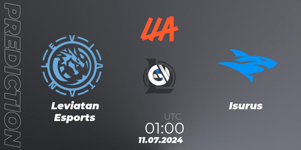 Leviatan Esports contre Isurus : prédiction de match. 11.07.2024 at 01:00. LoL, LLA Closing 2024 - Group Stage