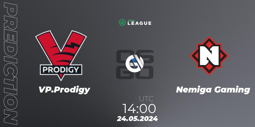 VP.Prodigy contre Nemiga Gaming : prédiction de match. 24.05.2024 at 14:00. Counter-Strike (CS2), ESEA Season 49: Advanced Division - Europe