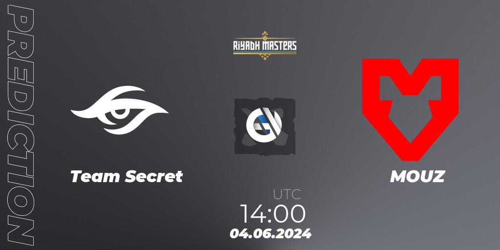 Team Secret contre MOUZ : prédiction de match. 04.06.2024 at 14:00. Dota 2, Riyadh Masters 2024: Western Europe Closed Qualifier