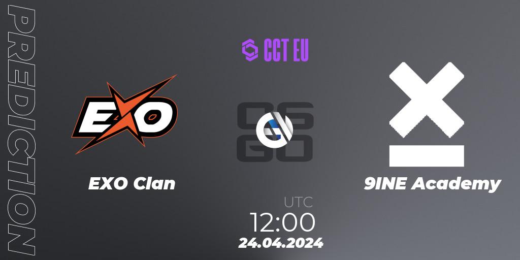 EXO Clan contre 9INE Academy : prédiction de match. 24.04.2024 at 12:00. Counter-Strike (CS2), CCT Season 2 Europe Series 2 Closed Qualifier