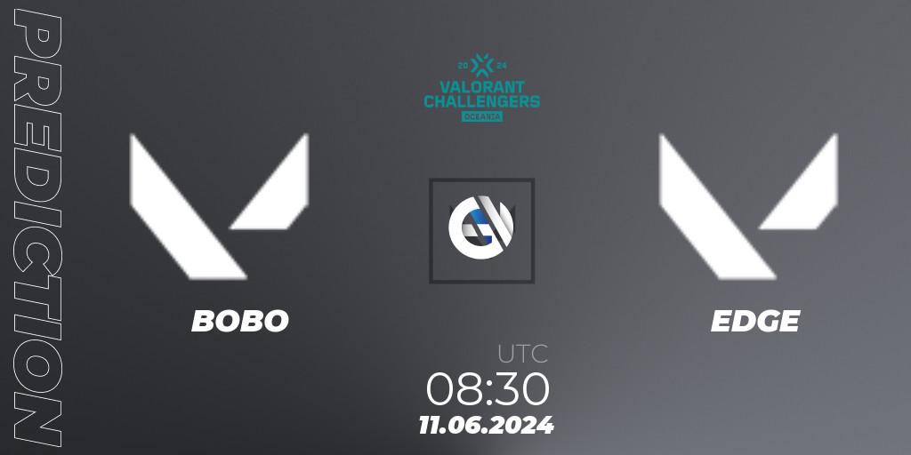 BOBO contre EDGE : prédiction de match. 11.06.2024 at 08:30. VALORANT, VALORANT Challengers 2024 Oceania: Split 2