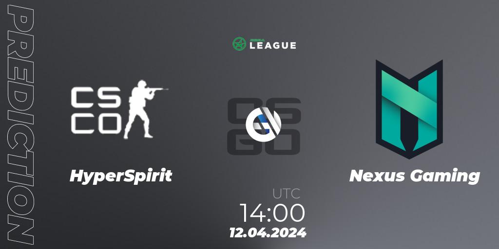 HyperSpirit contre Nexus Gaming : prédiction de match. 12.04.24. CS2 (CS:GO), ESEA Season 49: Advanced Division - Europe