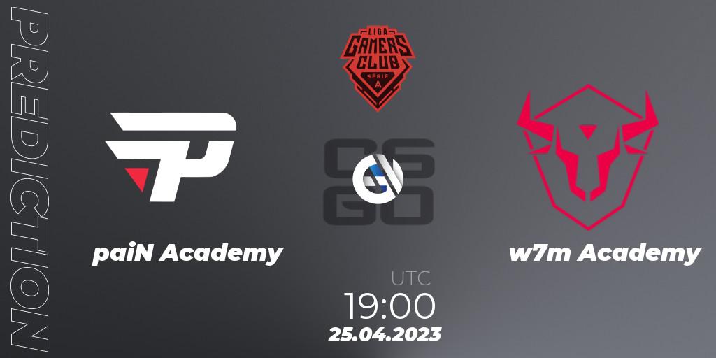 paiN Academy contre w7m Academy : prédiction de match. 25.04.2023 at 19:00. Counter-Strike (CS2), Gamers Club Liga Série A: April 2023
