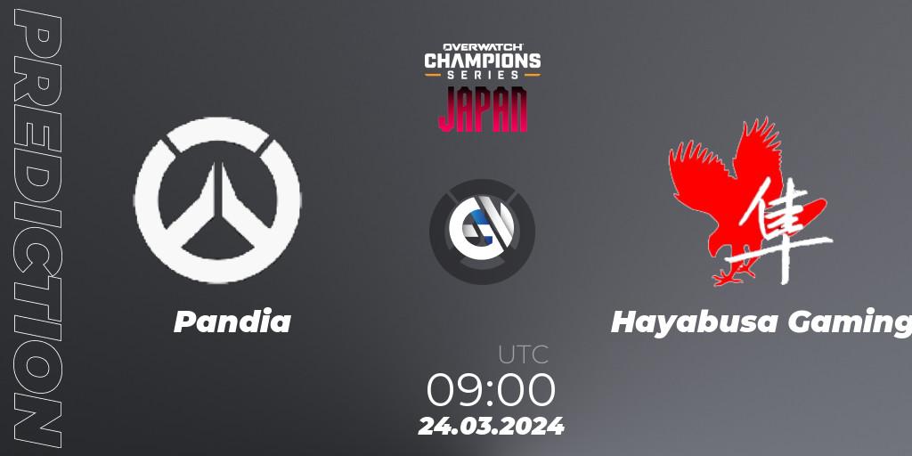 Pandia contre Hayabusa Gaming : prédiction de match. 24.03.2024 at 09:00. Overwatch, Overwatch Champions Series 2024 - Stage 1 Japan