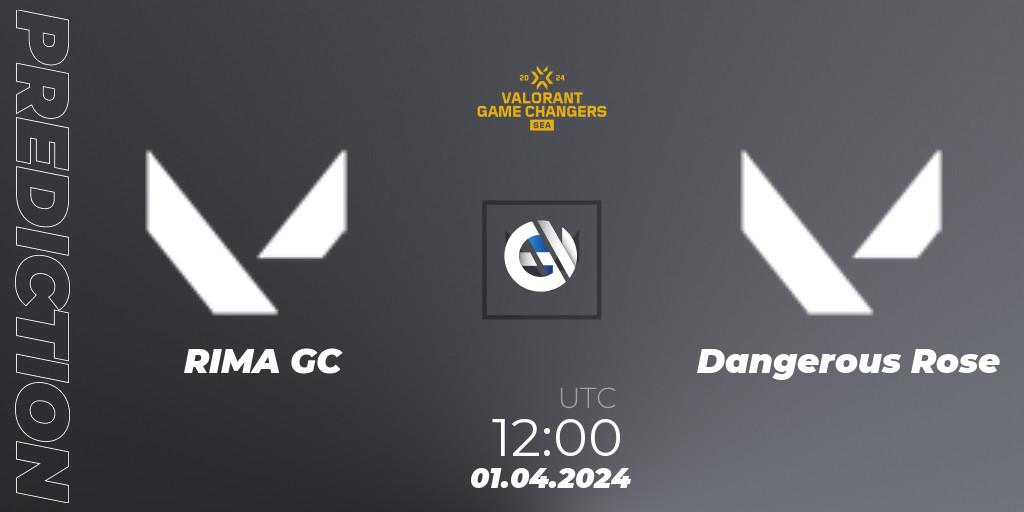 RIMA GC contre Dangerous Rose : prédiction de match. 01.04.2024 at 11:30. VALORANT, VCT 2024: Game Changers SEA Stage 1