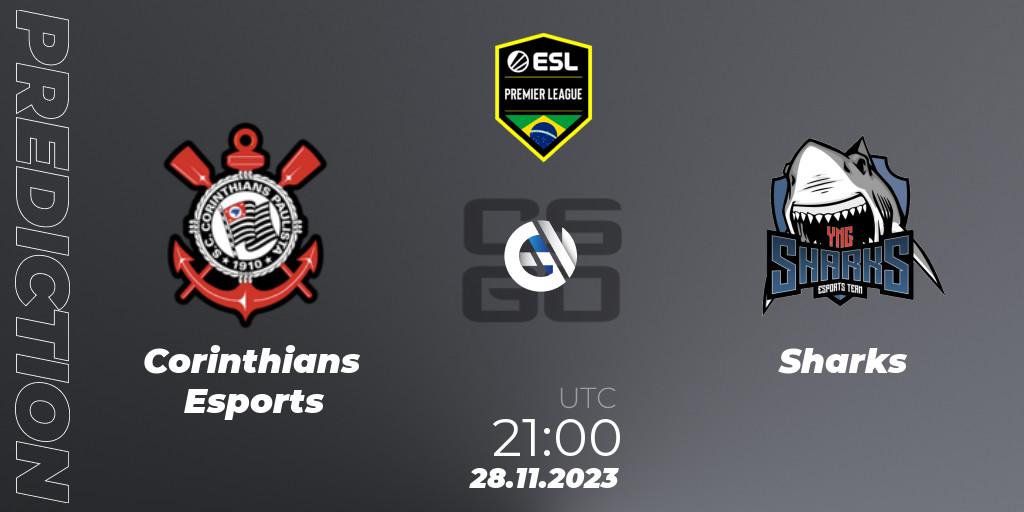 Corinthians Esports contre Sharks : prédiction de match. 28.11.2023 at 18:00. Counter-Strike (CS2), ESL Brasil Premier League Season 15