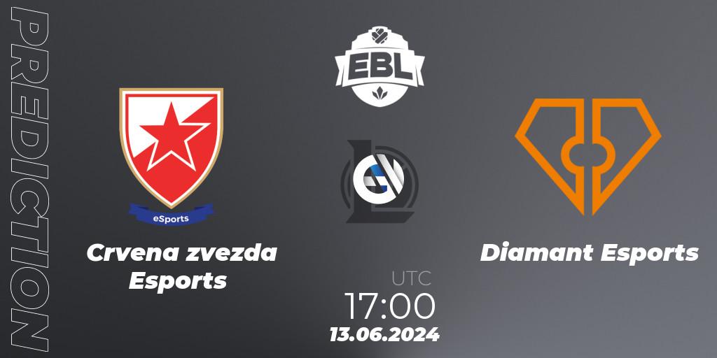 Crvena zvezda Esports contre Diamant Esports : prédiction de match. 13.06.2024 at 17:00. LoL, Esports Balkan League Season 15
