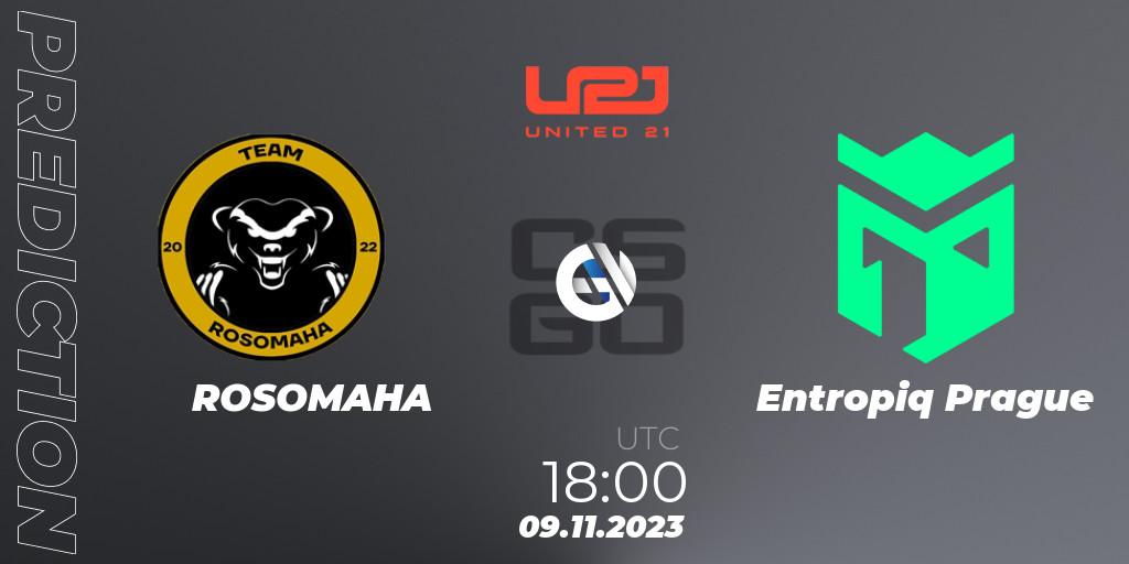ROSOMAHA contre Entropiq Prague : prédiction de match. 10.11.2023 at 15:00. Counter-Strike (CS2), United21 Season 7: Division 2