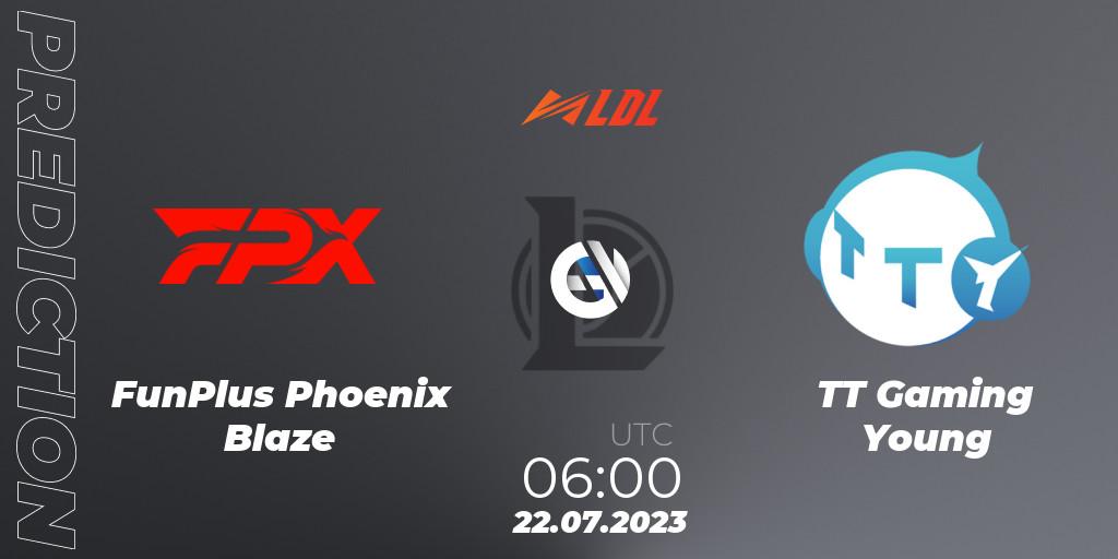 FunPlus Phoenix Blaze contre TT Gaming Young : prédiction de match. 22.07.2023 at 06:00. LoL, LDL 2023 - Playoffs
