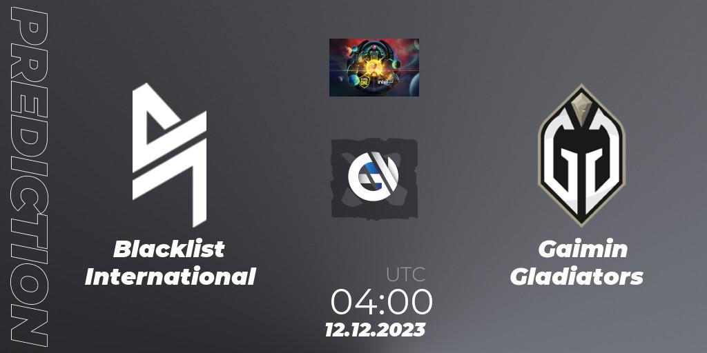 Blacklist International contre Gaimin Gladiators : prédiction de match. 12.12.2023 at 04:03. Dota 2, ESL One - Kuala Lumpur 2023