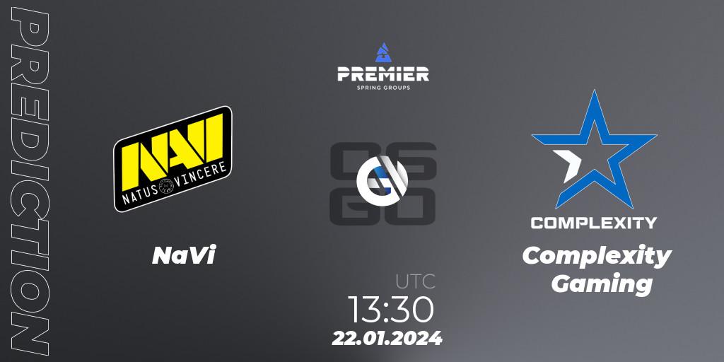 NaVi contre Complexity Gaming : prédiction de match. 22.01.24. CS2 (CS:GO), BLAST Premier: Spring Groups 2024