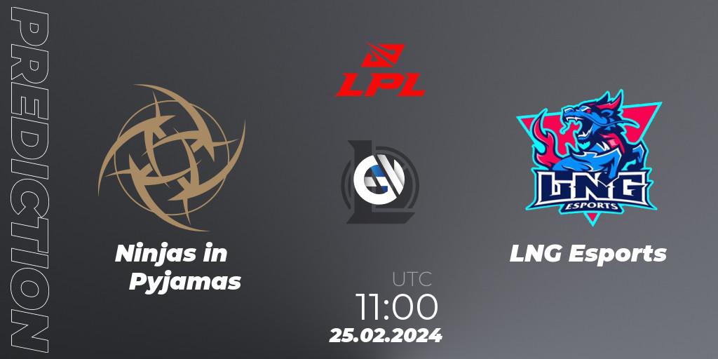 Ninjas in Pyjamas contre LNG Esports : prédiction de match. 25.02.24. LoL, LPL Spring 2024 - Group Stage