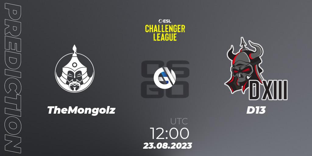 TheMongolz contre D13 : prédiction de match. 23.08.23. CS2 (CS:GO), ESL Challenger League Season 46: Asia-Pacific