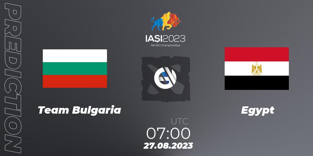 Team Bulgaria contre Egypt : prédiction de match. 27.08.2023 at 10:00. Dota 2, IESF World Championship 2023