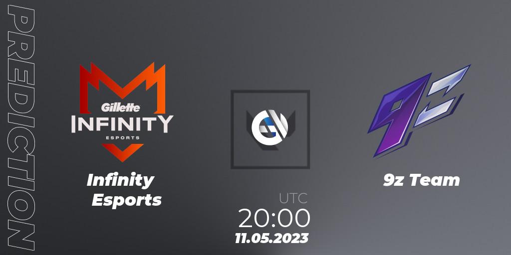 Infinity Esports contre 9z Team : prédiction de match. 11.05.2023 at 20:00. VALORANT, VALORANT Challengers 2023: LAS Split 2 - Regular Season