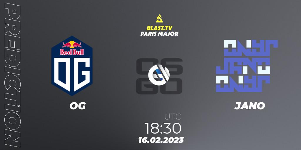OG contre JANO : prédiction de match. 16.02.2023 at 18:00. Counter-Strike (CS2), BLAST.tv Paris Major 2023 Europe RMR Closed Qualifier B