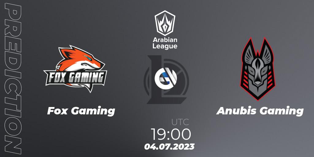 Fox Gaming contre Anubis Gaming : prédiction de match. 04.07.2023 at 19:00. LoL, Arabian League Summer 2023 - Group Stage