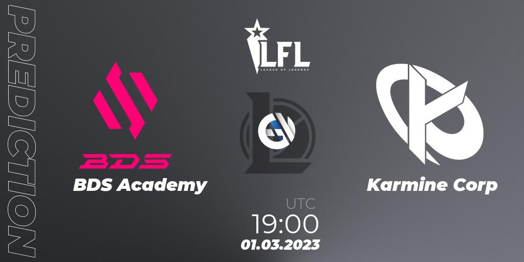 BDS Academy contre Karmine Corp : prédiction de match. 01.03.2023 at 19:00. LoL, LFL Spring 2023 - Group Stage