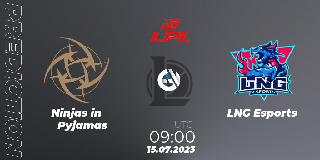 Ninjas in Pyjamas contre LNG Esports : prédiction de match. 15.07.23. LoL, LPL Summer 2023 Regular Season