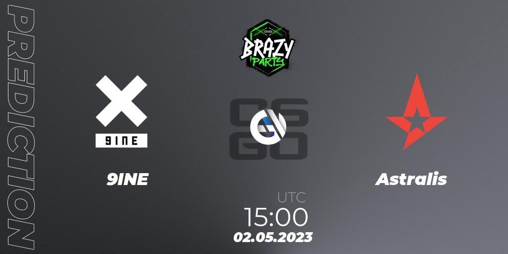 9INE contre Astralis : prédiction de match. 02.05.2023 at 15:00. Counter-Strike (CS2), Brazy Party 2023