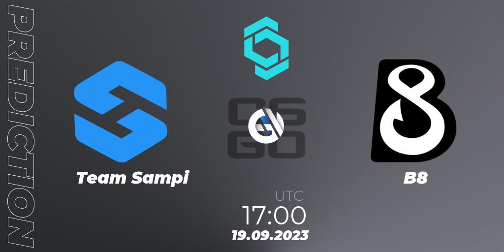 Team Sampi contre B8 : prédiction de match. 19.09.2023 at 17:00. Counter-Strike (CS2), CCT North Europe Series #8