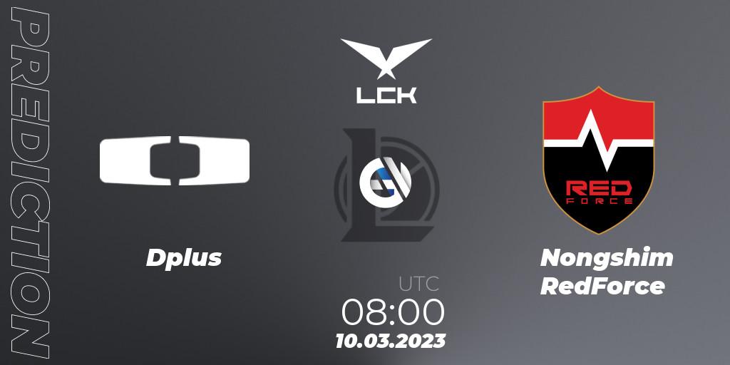 Dplus contre Nongshim RedForce : prédiction de match. 10.03.2023 at 08:00. LoL, LCK Spring 2023 - Group Stage