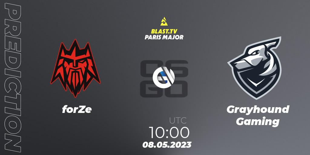 forZe contre Grayhound Gaming : prédiction de match. 08.05.2023 at 12:30. Counter-Strike (CS2), BLAST Paris Major 2023 Challengers Stage