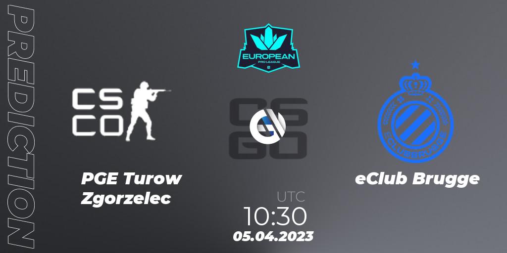 PGE Turow Zgorzelec contre eClub Brugge : prédiction de match. 05.04.2023 at 12:00. Counter-Strike (CS2), European Pro League Season 7